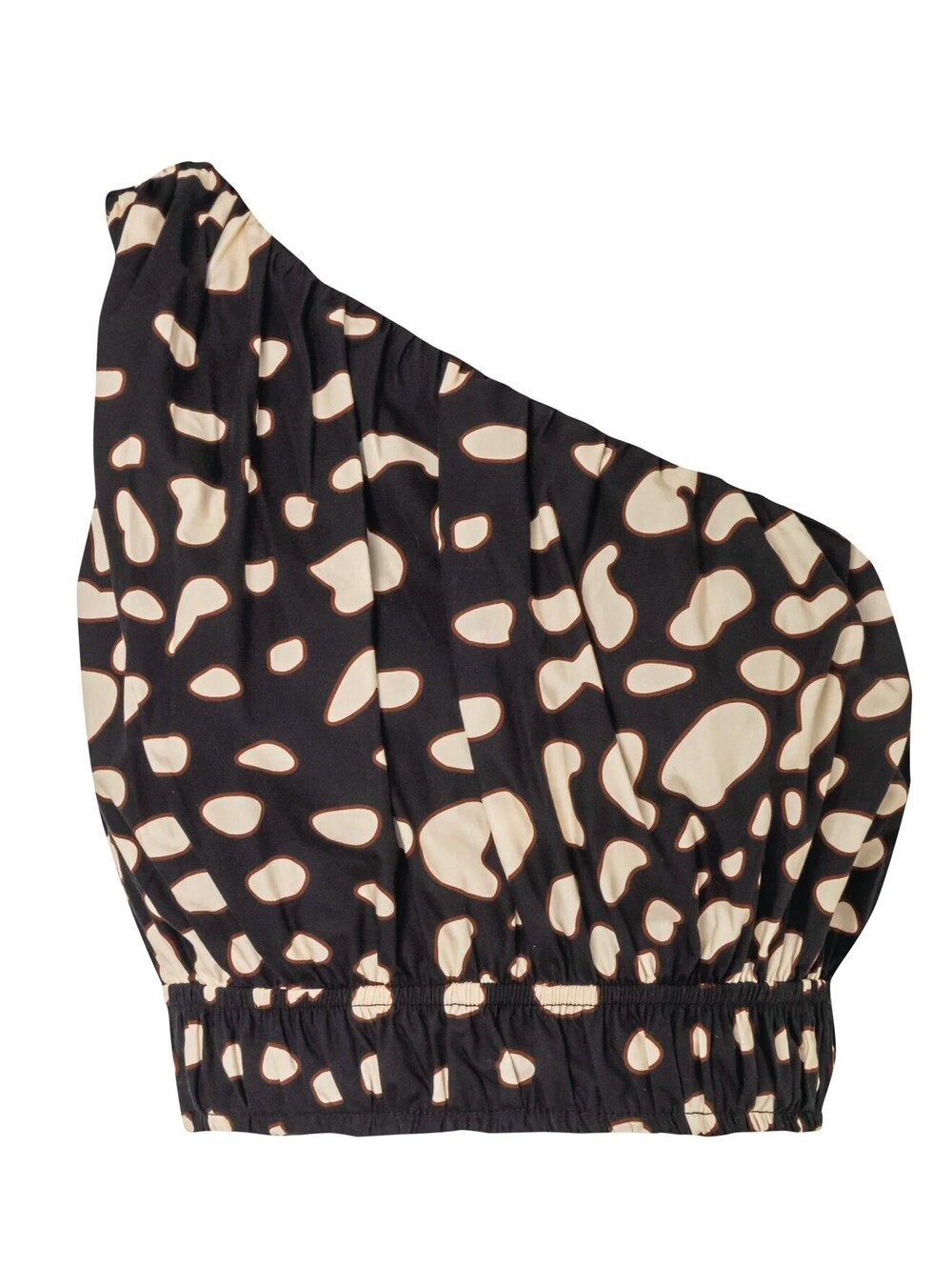 JUAN DE DIOS Ornella One-Shoulder Cotton Top Black Night Ivory Pebbles Size 10